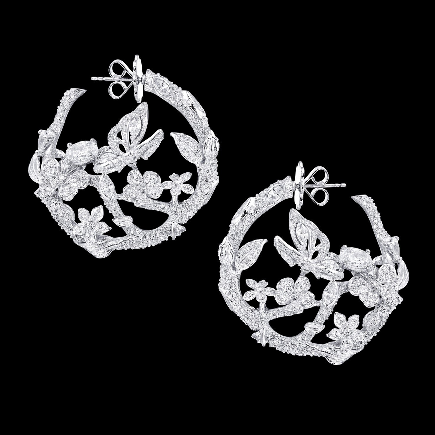 Diamond English Garden Earrings, Earring, Anabela Chan Joaillerie - Fine jewelry with laboratory grown and created gemstones hand-crafted in the United Kingdom. Anabela Chan Joaillerie is the first fine jewellery brand in the world to champion laboratory-grown and created gemstones with high jewellery design, artisanal craftsmanship and a focus on ethical and sustainable innovations.